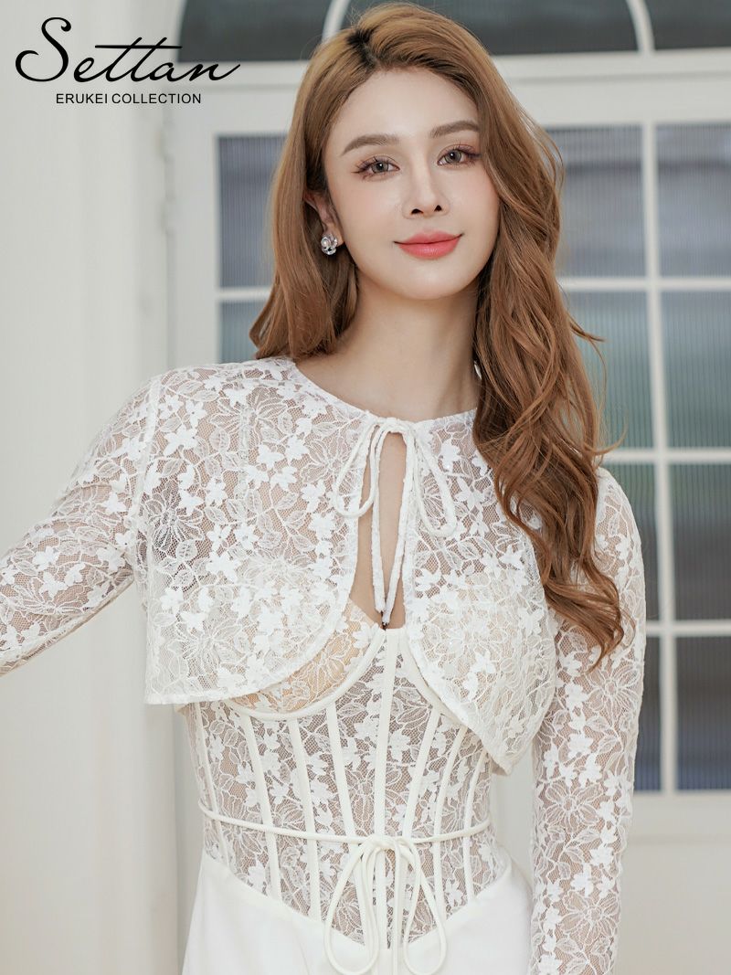 ERUKEI エルケイ 2way・コルセット風・ボレロ・キャミソール・レース・ラインストーン・スパンコール・Aライン・ミニドレス・ワンピース ek-s37105