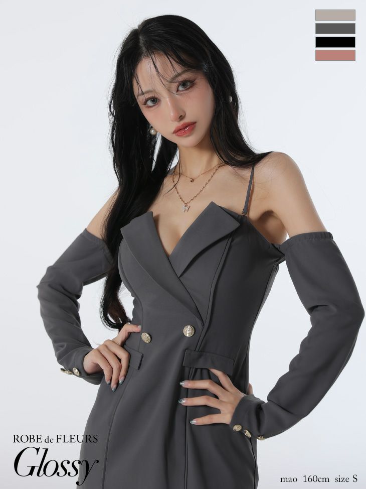 Glossy ローブドフルールグロッシー 2wayオフショルテーラードタイトミニキャバドレス gl3933-c