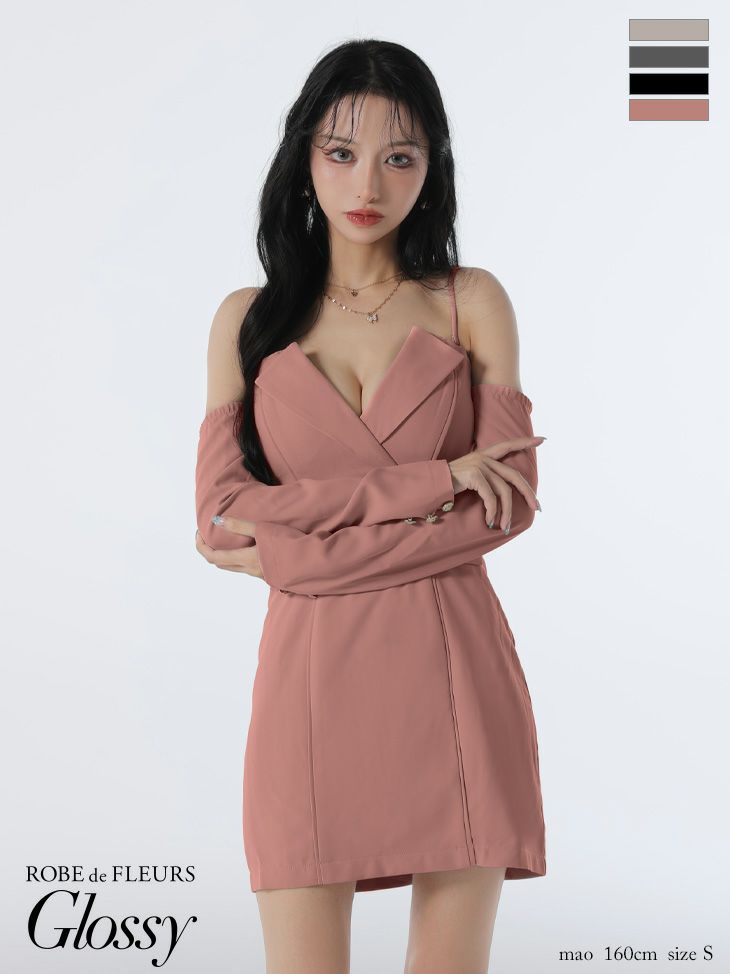 Glossy ローブドフルールグロッシー 2wayオフショルテーラードタイトミニキャバドレス gl3933-c