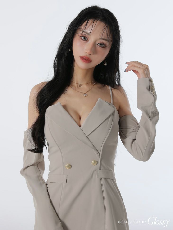 Glossy ローブドフルールグロッシー 2wayオフショルテーラードタイトミニキャバドレス gl3933-c