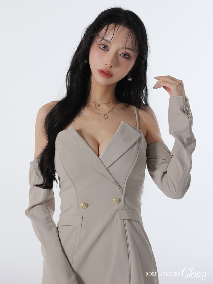 Glossy ローブドフルールグロッシー 2wayオフショルテーラードタイトミニキャバドレス gl3933-c