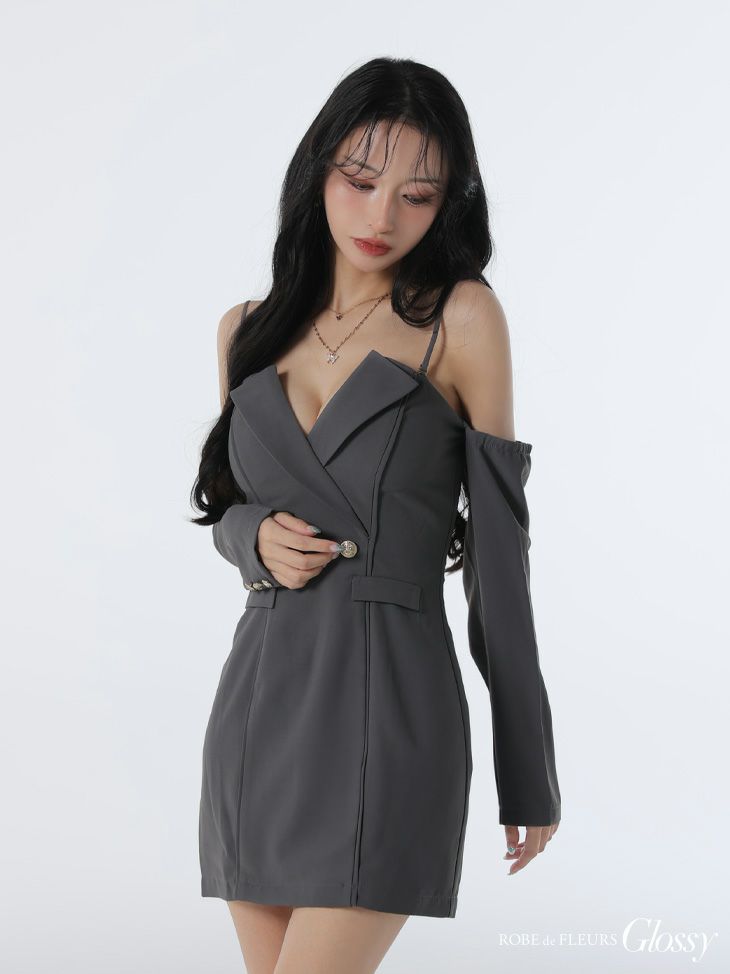 Glossy ローブドフルールグロッシー 2wayオフショルテーラードタイトミニキャバドレス gl3933-c