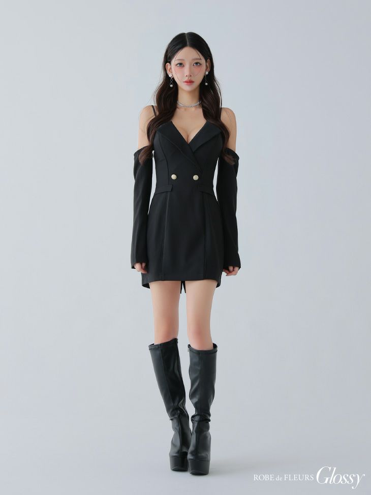 Glossy ローブドフルールグロッシー 2wayオフショルテーラードタイトミニキャバドレス gl3933-c