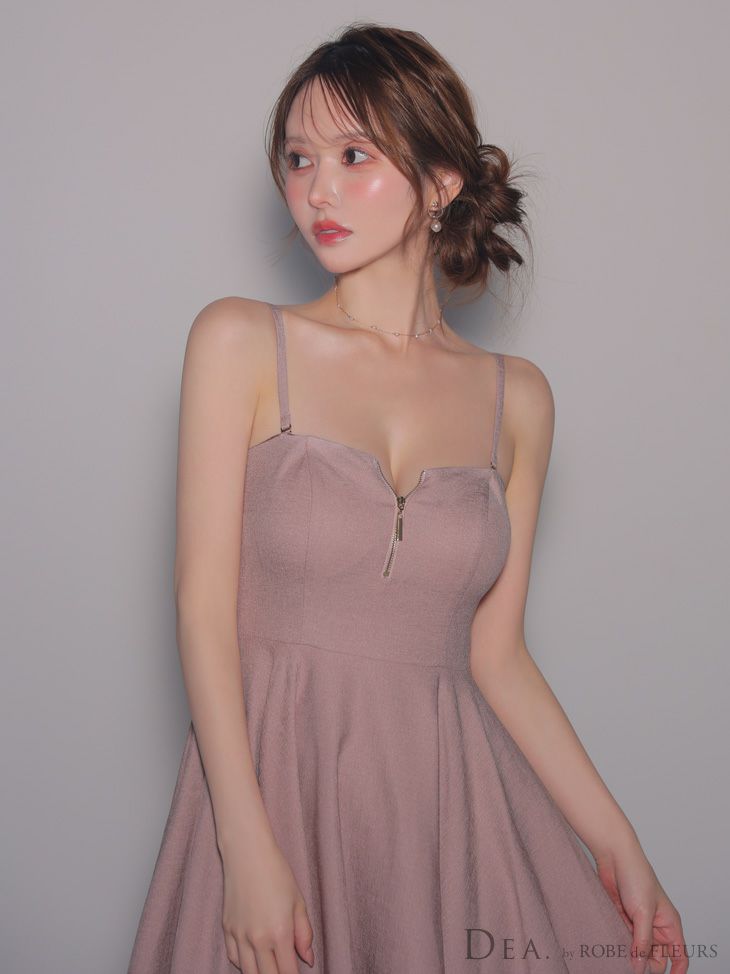  DEA. ディア バイ ローブドフルール チュールレイヤードセンタージップフレアロングキャバドレス de3469