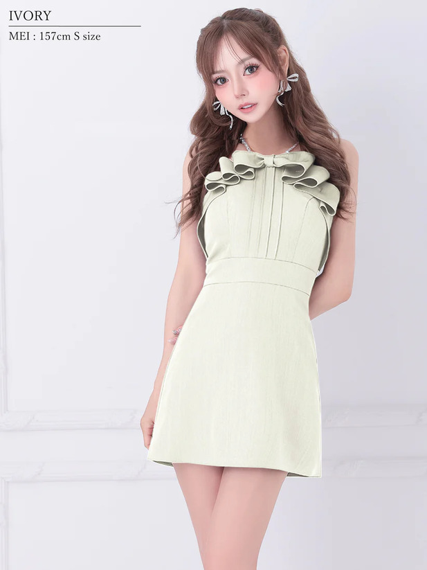 AngelR エンジェルアール リボンパールホルターネックアメスリマイクロミニドレス ar25235