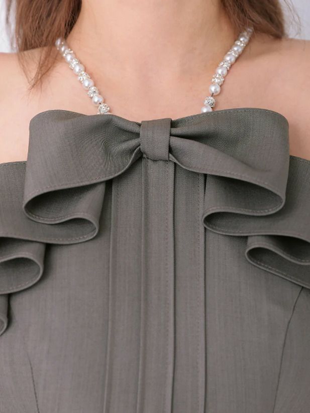 AngelR エンジェルアール リボンパールホルターネックアメスリマイクロミニドレス ar25235