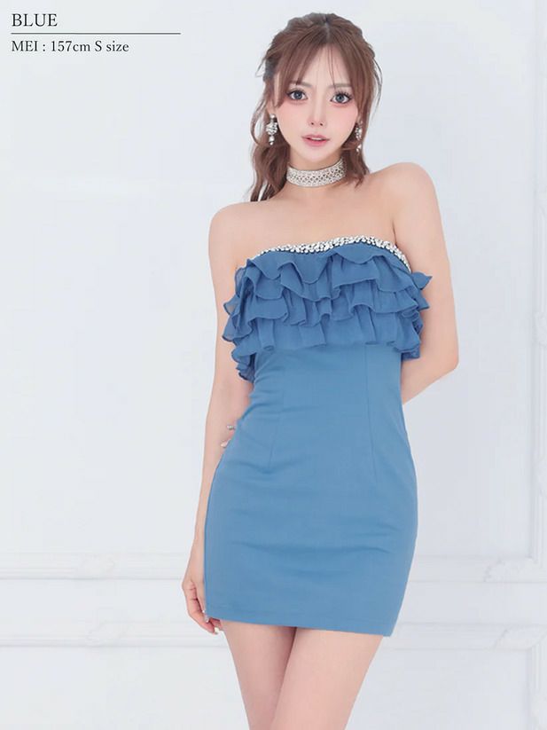 AngelR エンジェルアール ベアトップフリルビジュータイトマイクロミニドレス ar25335-ks