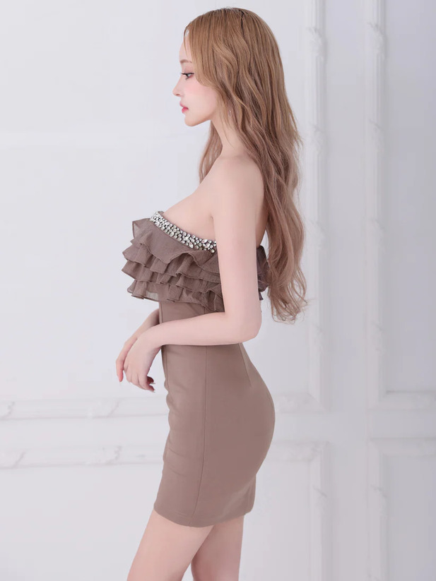 AngelR エンジェルアール ベアトップフリルビジュータイトマイクロミニドレス ar25335-ks