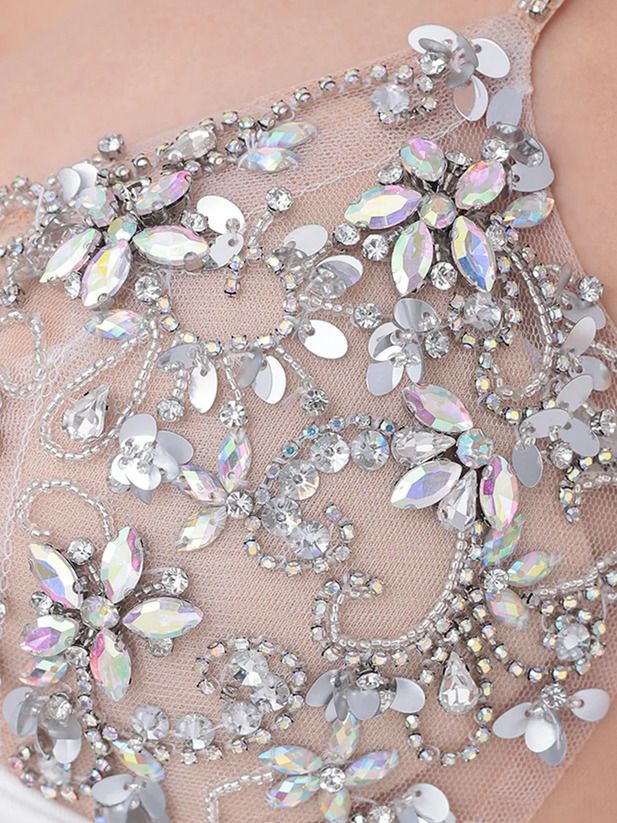 AngelR エンジェルアール バストビジューフリルタックメッシュタイトマイクロミニドレス ar25846