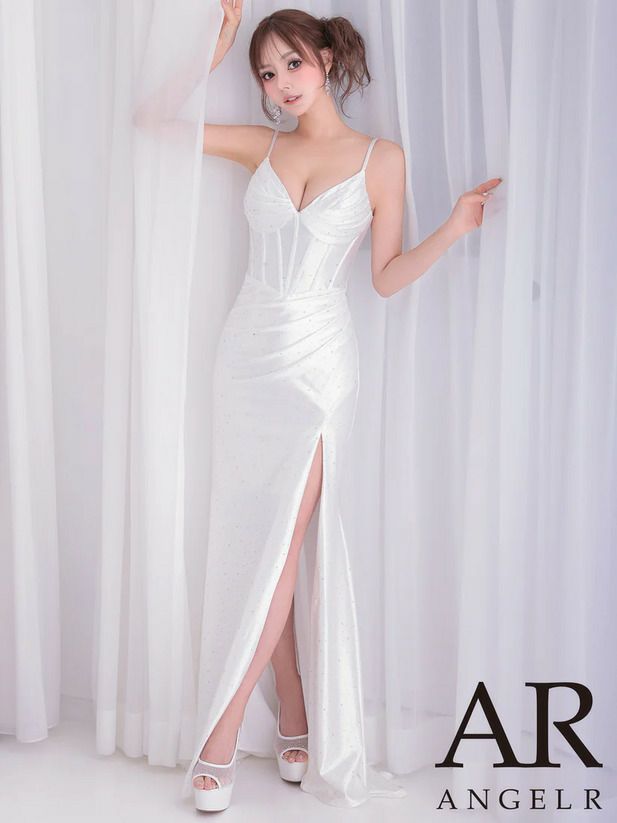 AngelR エンジェルアール カーヴィーラインタックビジュータイトロングドレス ar25239-ks