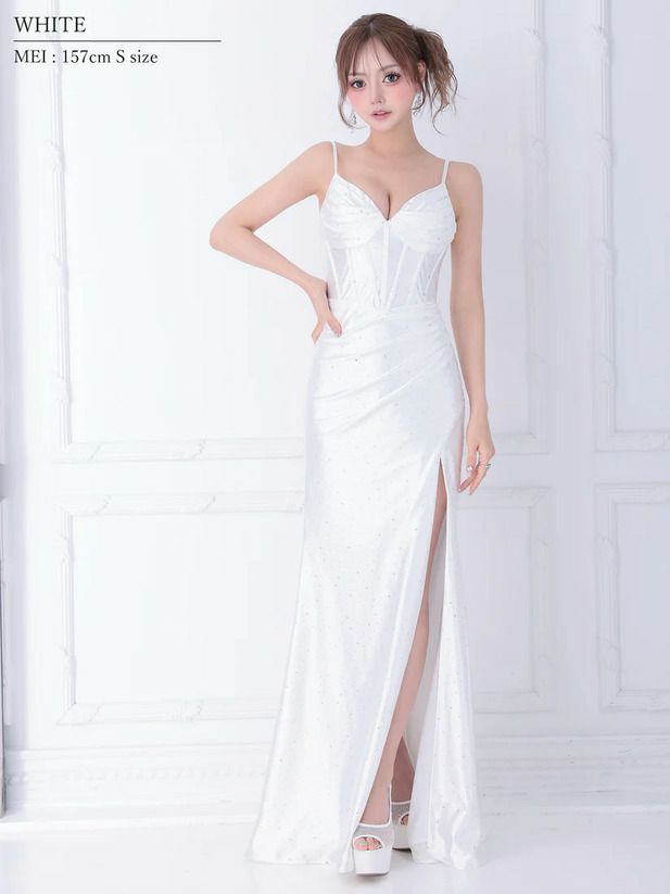 AngelR エンジェルアール カーヴィーラインタックビジュータイトロングドレス ar25239-ks