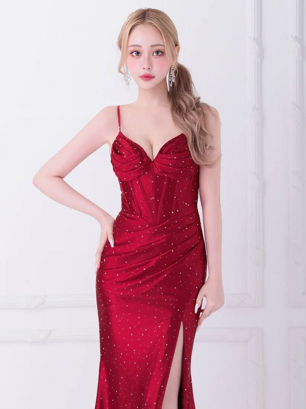 AngelR エンジェルアール カーヴィーラインタックビジュータイトロングドレス ar25239-ks