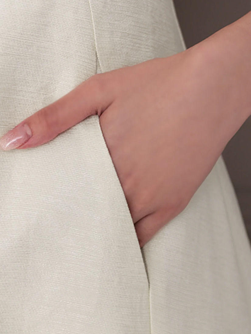 Veautt ヴュート パフスリーブレースビジューAラインフレアミディアムドレス vt082522