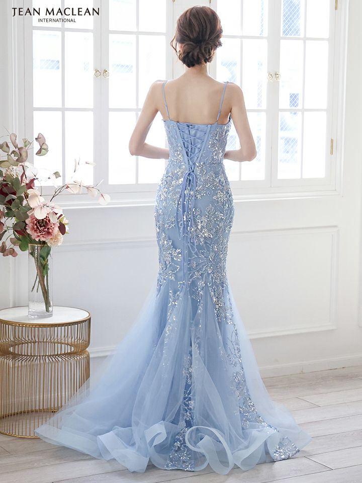 JEAN MACLEAN ジャンマクレーン スパンコール刺繍/コルセット/メッシュ/マーメイド/タイト ロングドレス ブラック ja51845