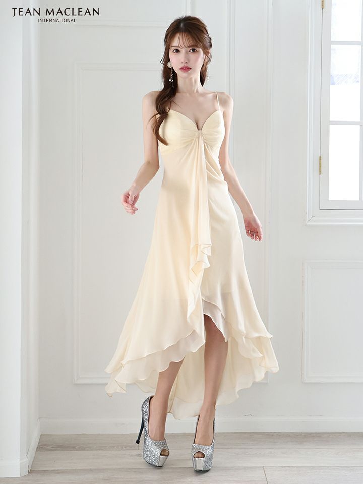 JEAN MACLEAN ジャンマクレーン シフォン/キャミソール/アシンメトリー/ミモレ丈/ミディアムドレス ワンピース ja51853