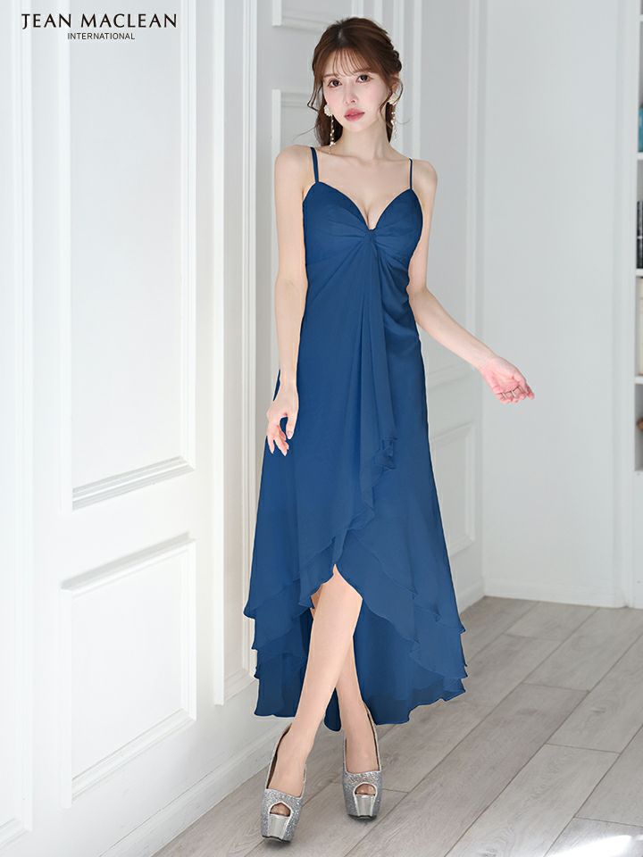 JEAN MACLEAN ジャンマクレーン シフォン/キャミソール/アシンメトリー/ミモレ丈/ミディアムドレス ワンピース ja51853