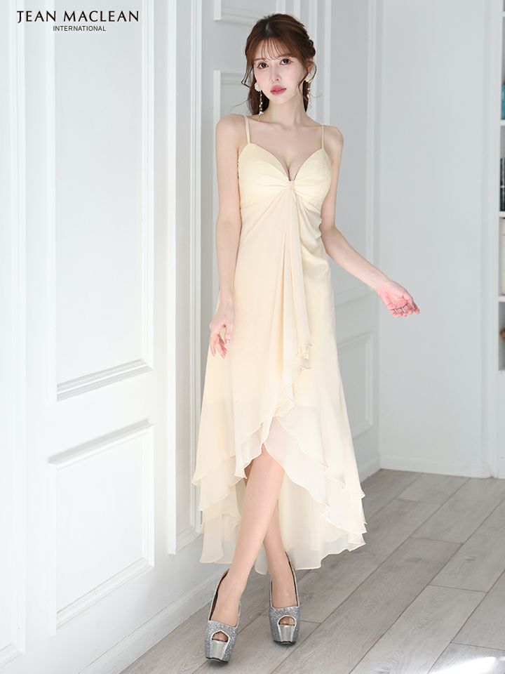 JEAN MACLEAN ジャンマクレーン シフォン/キャミソール/アシンメトリー/ミモレ丈/ミディアムドレス ワンピース ja51853
