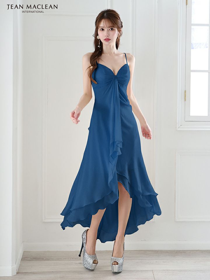 JEAN MACLEAN ジャンマクレーン シフォン/キャミソール/アシンメトリー/ミモレ丈/ミディアムドレス ワンピース ja51853