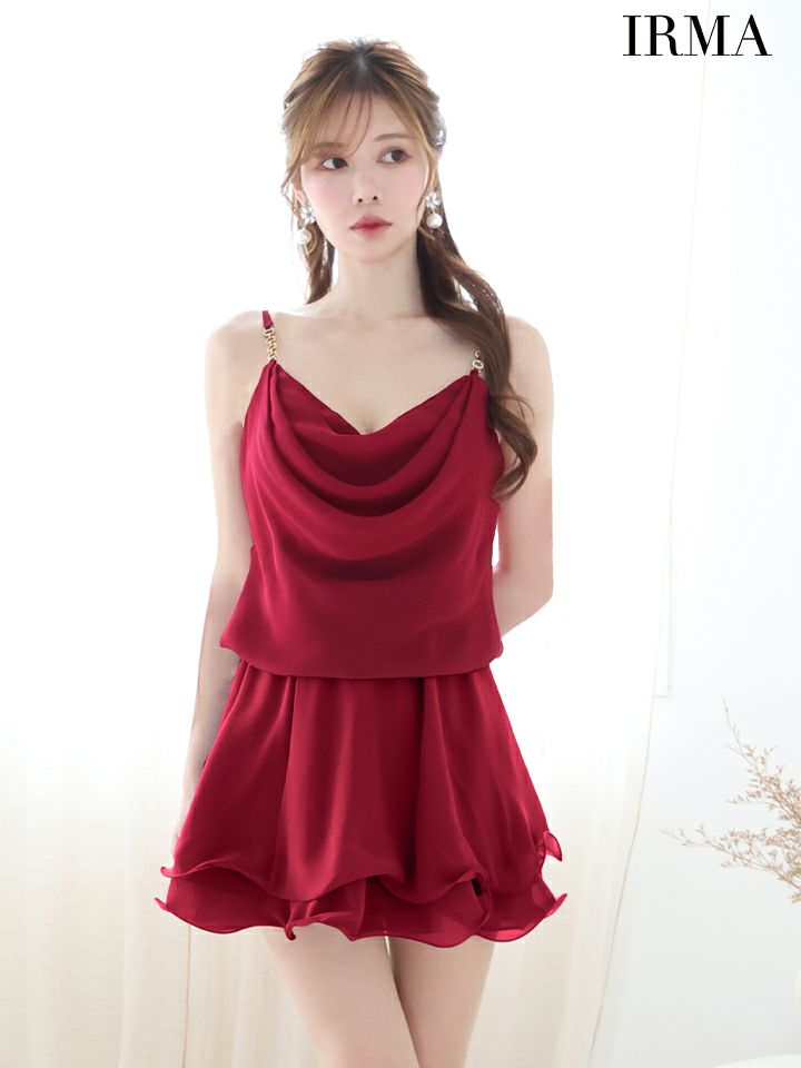 IRMA イルマ シフォン/ドレープ/ショルダーリボン/ティアード/フレア ミニドレス ワンピース ir51912IRMA イルマ シフォン/ドレープ/ショルダーリボン/ティアード/フレア ミニドレス ワンピース ir51912