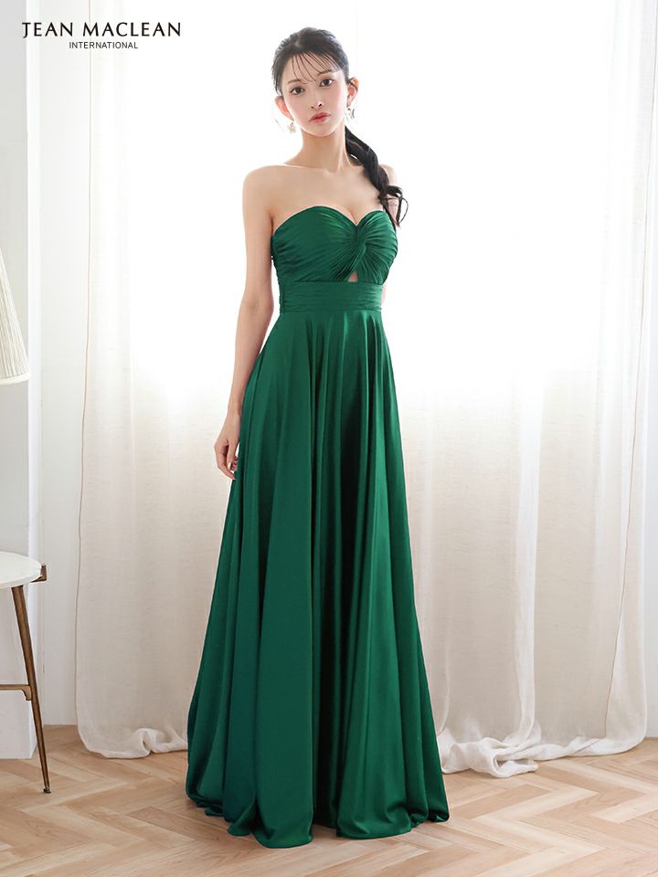 JEAN MACLEAN ジャンマクレーン ラグジュアリーサテン/ベアトップ/バストリボンデザイン/Aライン/ロングドレス ja51929