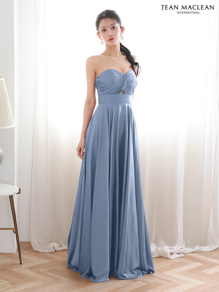 JEAN MACLEAN ジャンマクレーン ラグジュアリーサテン/ベアトップ/バストリボンデザイン/Aライン/ロングドレス ja51929