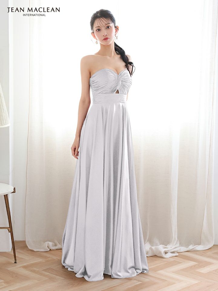 JEAN MACLEAN ジャンマクレーン ラグジュアリーサテン/ベアトップ/バストリボンデザイン/Aライン/ロングドレス ja51929