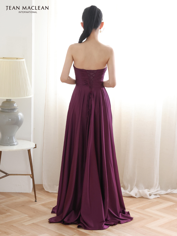 JEAN MACLEAN ジャンマクレーン ラグジュアリーサテン/ベアトップ/バストリボンデザイン/Aライン/ロングドレス ja51929