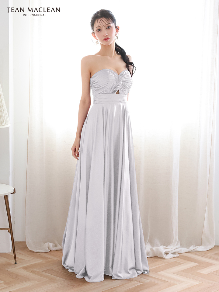 JEAN MACLEAN ジャンマクレーン ラグジュアリーサテン/ベアトップ/バストリボンデザイン/Aライン/ロングドレス ja51929