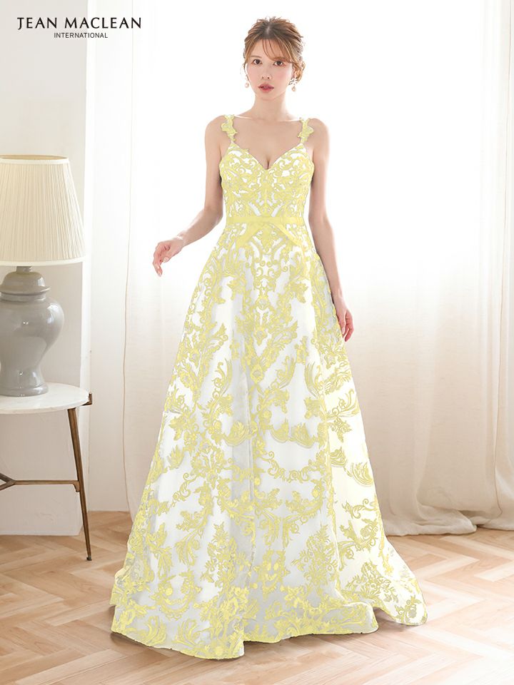 JEAN MACLEAN ジャンマクレーン 花柄刺繍総レース/バイカラー/リボン