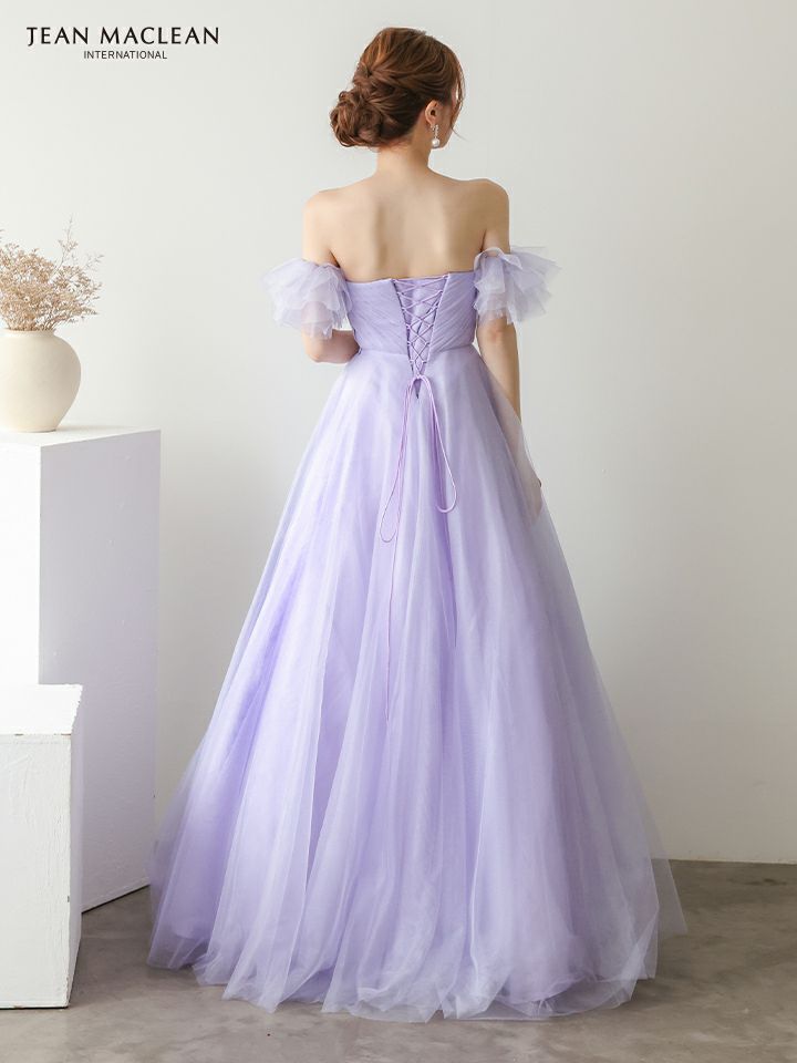 JEAN MACLEAN ジャンマクレーン バタフライモチーフ刺繍/スパンコール/パフスリーブ付き/姫/ロングドレス ja51932