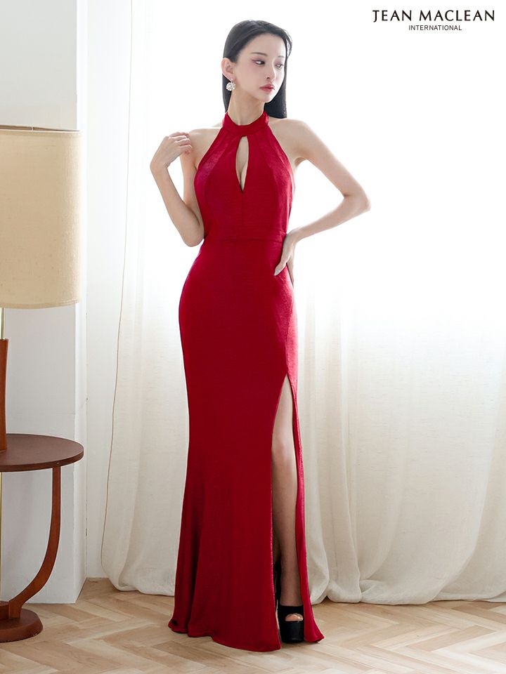 JEAN MACLEAN ジャンマクレーン アメスリ/ホルターネック/バストカット/コルセット/スリット入り/タイト ロングドレス ja51903-c
