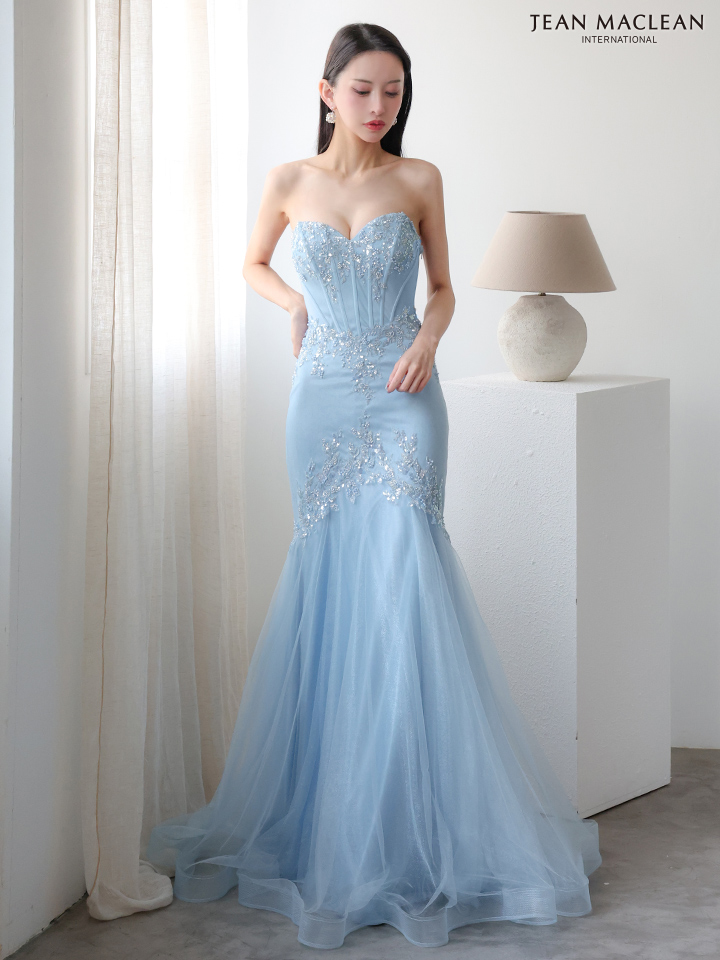 JEAN MACLEAN ジャンマクレーン オフショル/ロングスリーブ/スパンコール刺繍/コルセット/マーメイド/タイト ロングドレス ja51905-c