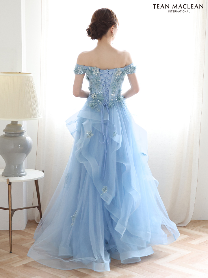 JEAN MACLEAN ジャンマクレーン 立体フラワーモチーフ/オフショル/ウェーブチュール/姫/ロングドレス ja51907-c