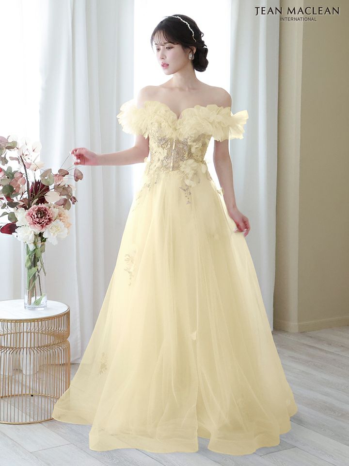 JEAN MACLEAN ジャンマクレーン チュールオフショル/コルセットレース/ローズ刺繍/姫/ロングドレス ja41728-c