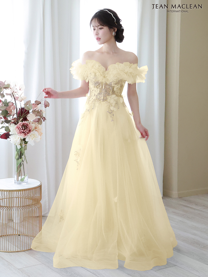 JEAN MACLEAN ジャンマクレーン チュールオフショル/コルセットレース/ローズ刺繍/姫/ロングドレス ja41728-c