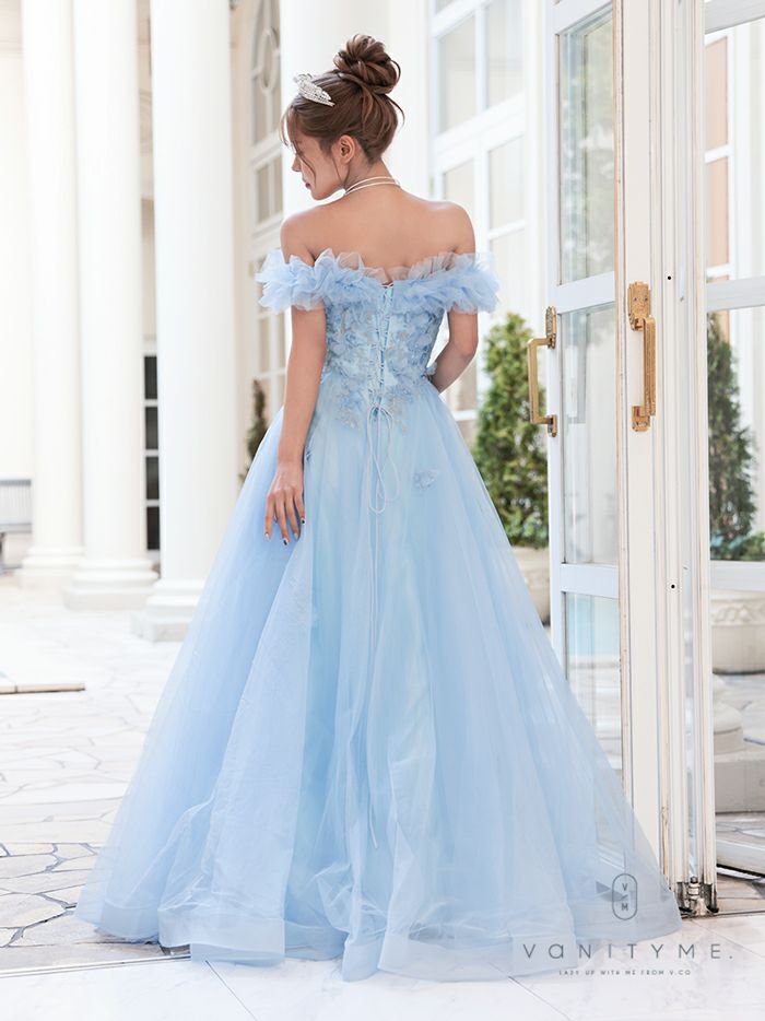 JEAN MACLEAN ジャンマクレーン チュールオフショル/コルセットレース/ローズ刺繍/姫/ロングドレス ja41728-c