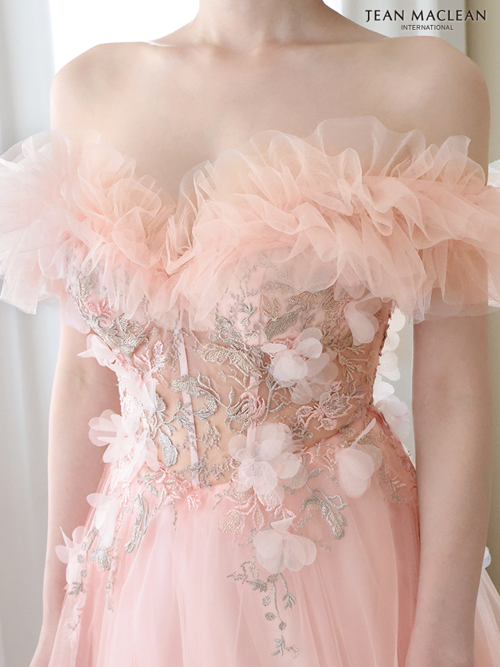 JEAN MACLEAN ジャンマクレーン チュールオフショル/コルセットレース/ローズ刺繍/姫/ロングドレス ja41728-c