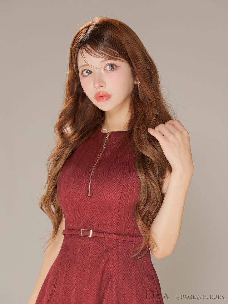 DEA. ディア バイ ローブドフルール ノースリーブベルトデザインチュールミニキャバドレス de3444