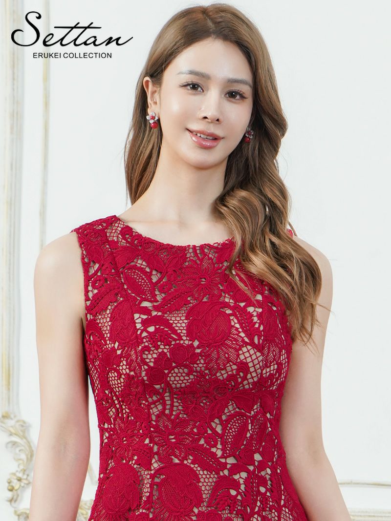 ERUKEI エルケイ ケミカルレース・総レース・Aライン・フレア・ミニドレス・ワンピース ek-s25088