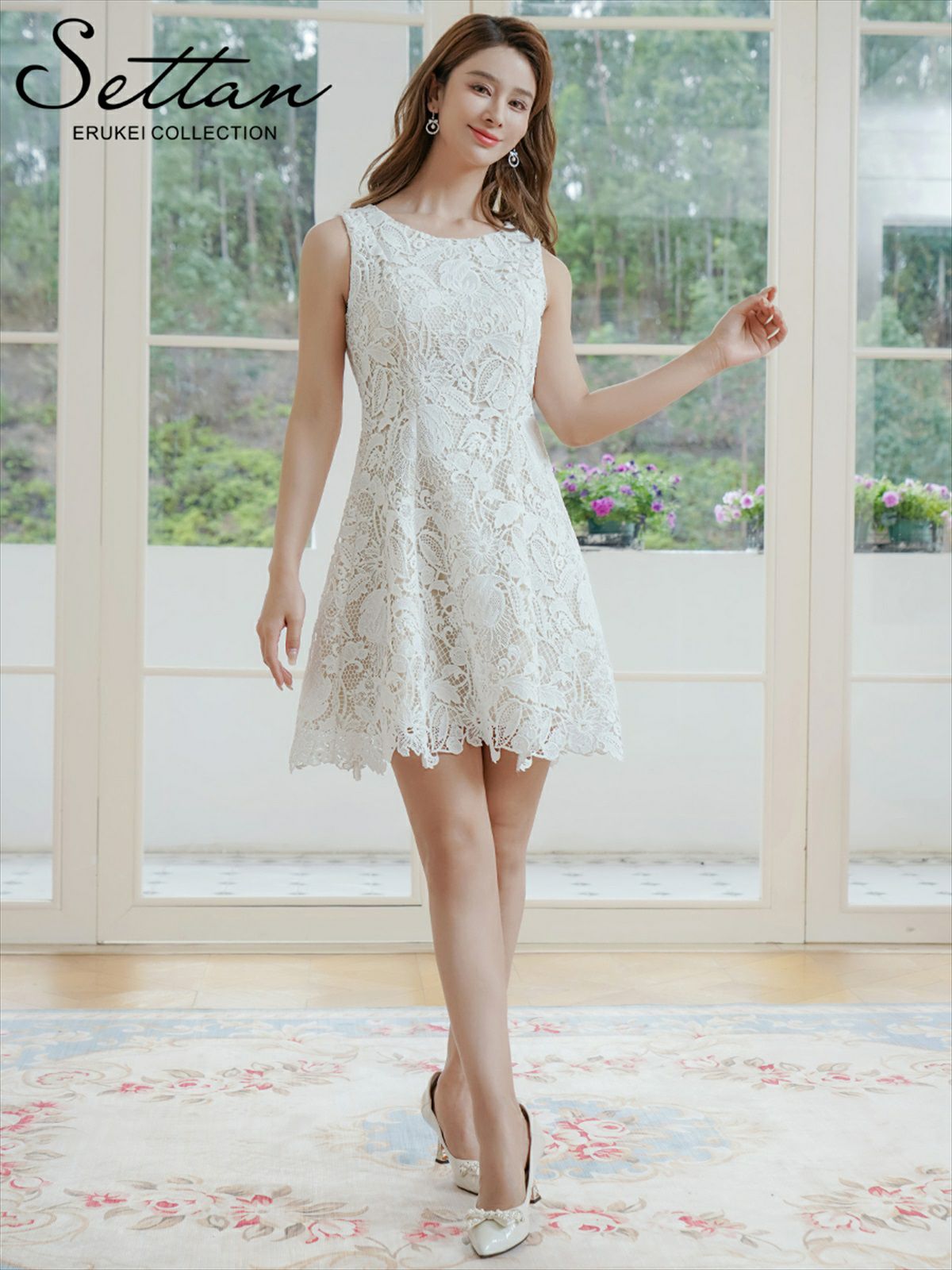 ERUKEI エルケイ ケミカルレース・総レース・Aライン・フレア・ミニドレス・ワンピース ek-s25088