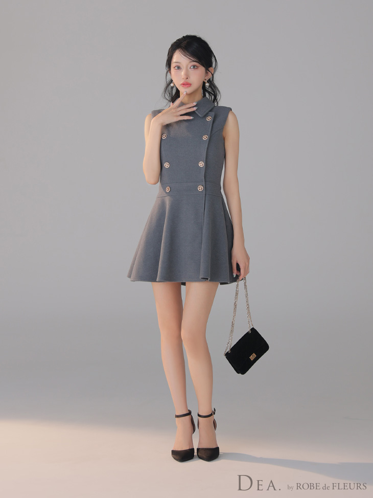 DEA. ディア バイ ローブドフルール 襟付きノースリーブダブルボタン