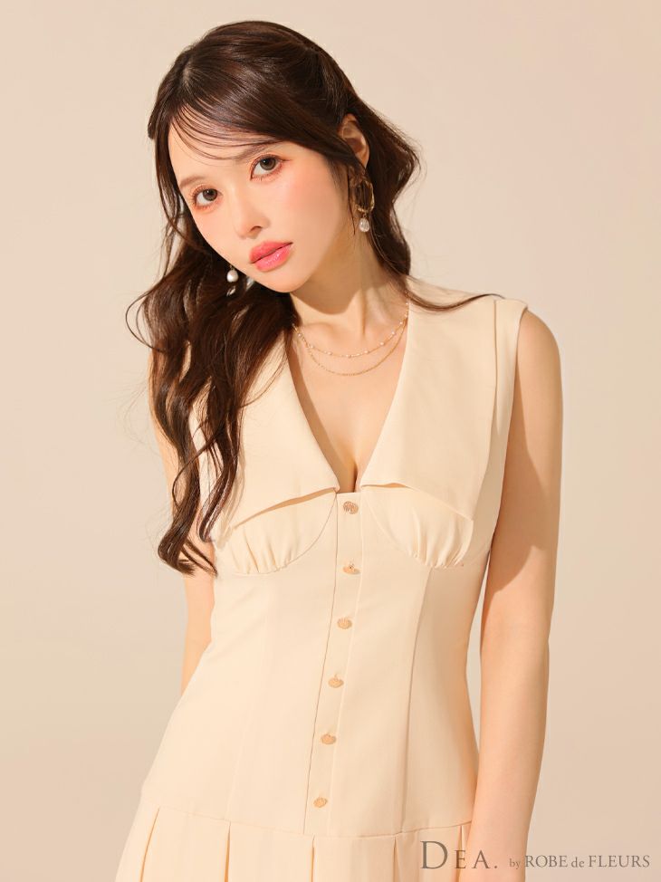 DEA. ディア バイ ローブドフルール ビッグカラーノースリーブプリーツフレアミニキャバドレス de3395-cDEA. ディア バイ ローブドフルール ビッグカラーノースリーブプリーツフレアミニキャバドレス de3395-c