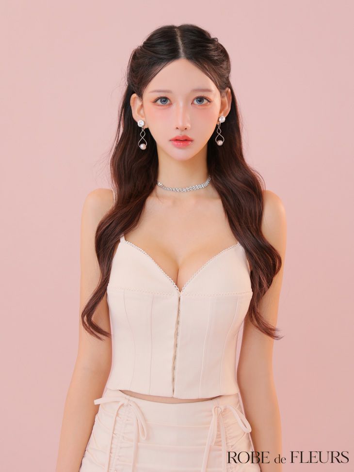 ROBE de FLEURS ローブドフルール 【XSサイズあり】フロントボタンサイドリボンセットアップミニキャバドレス fm4305