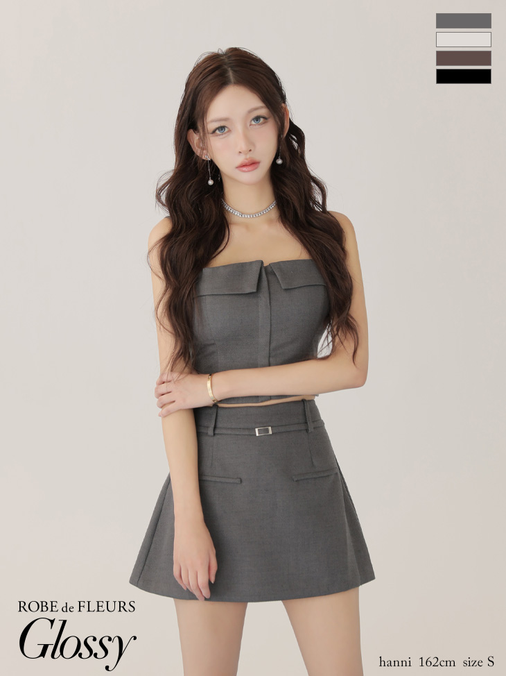 Glossy ローブドフルールグロッシー 【XSサイズあり】ツイルフロントファスナーセットアップミニキャバドレス gl4317-c