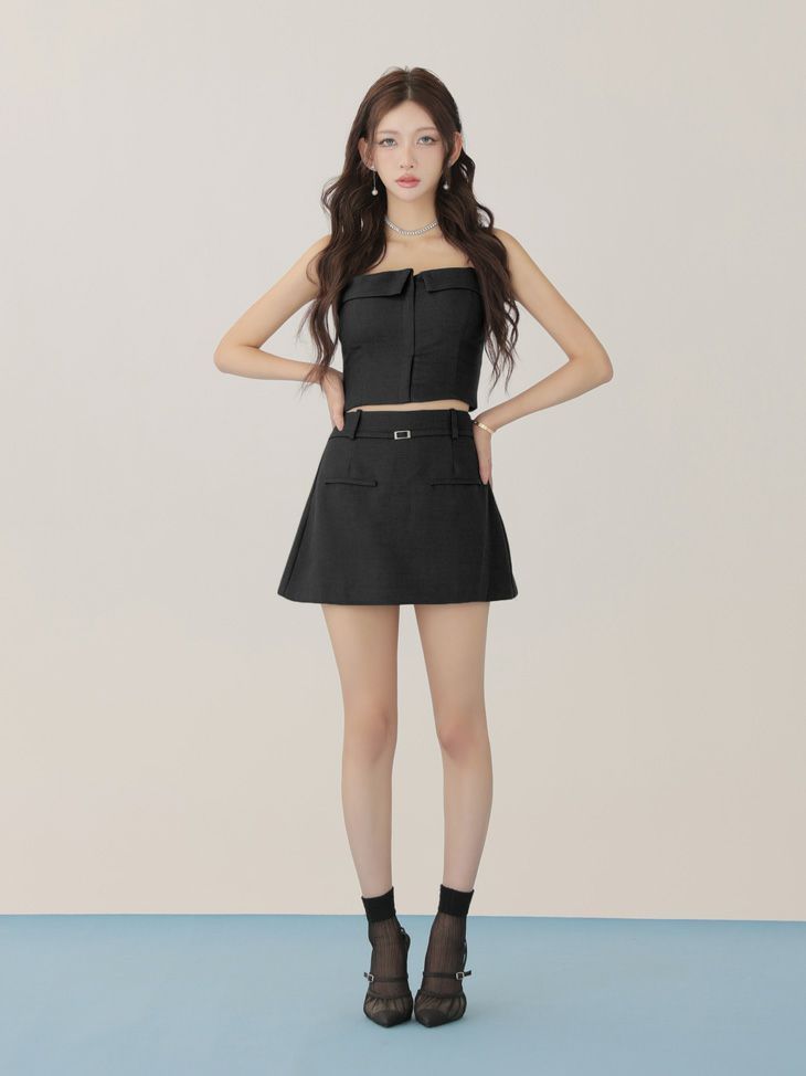 Glossy ローブドフルールグロッシー 【XSサイズあり】ツイルフロントファスナーセットアップミニキャバドレス gl4317-c