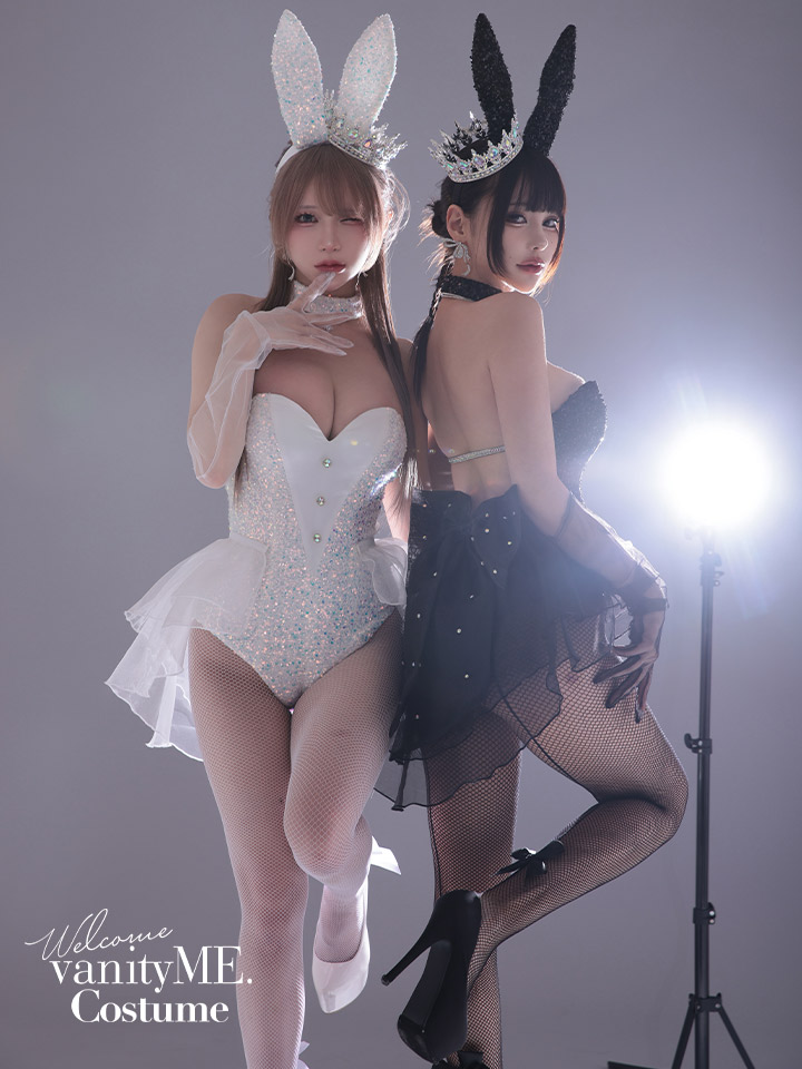 【4点セット】diamond jewelry bunny ダイアモンドジュエリーバニー ハイレグ [ブラック/ホワイト] vcsbn-250240-all