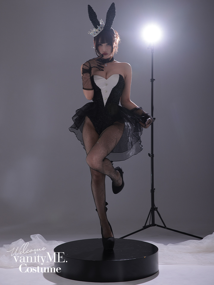 【3点セット】diamond jewelry bunny ダイアモンドジュエリーバニー ハイレグ [ブラック/ホワイト] vcsbn-250240-all