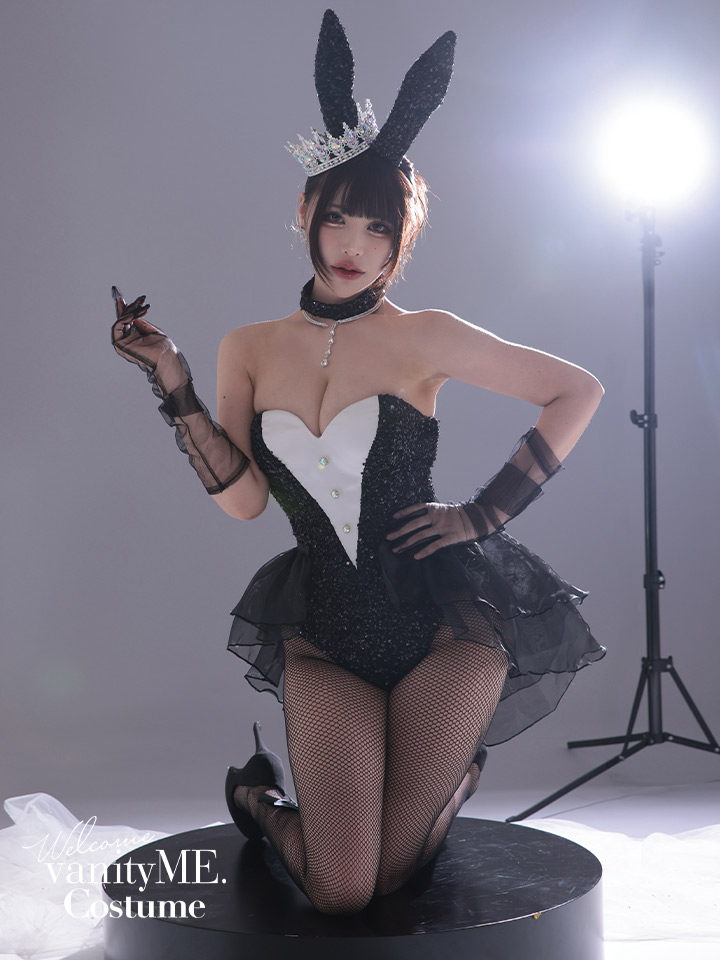 【3点セット】diamond jewelry bunny ダイアモンドジュエリーバニー ハイレグ [ブラック/ホワイト] vcsbn-250240-all