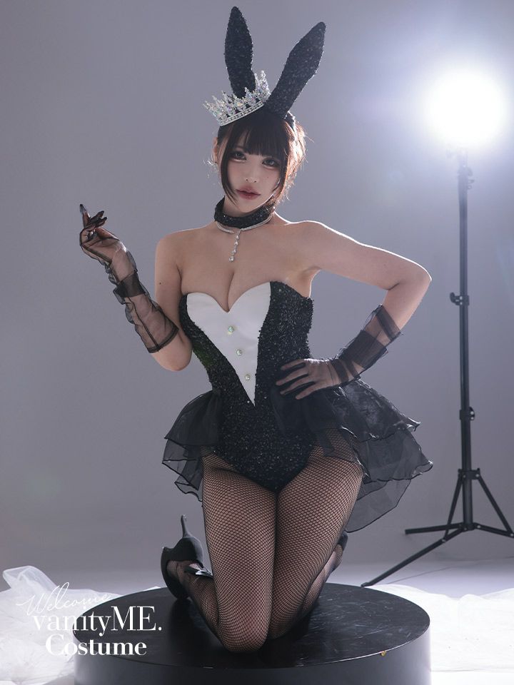 【3点セット】diamond jewelry bunny ダイアモンドジュエリーバニー ハイレグ [ブラック/ホワイト] vcsbn-250240-all