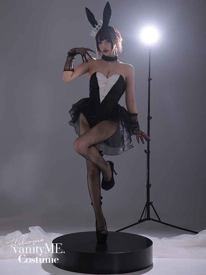 【3点セット】diamond jewelry bunny ダイアモンドジュエリーバニー ハイレグ [ブラック/ホワイト] vcsbn-250240-all